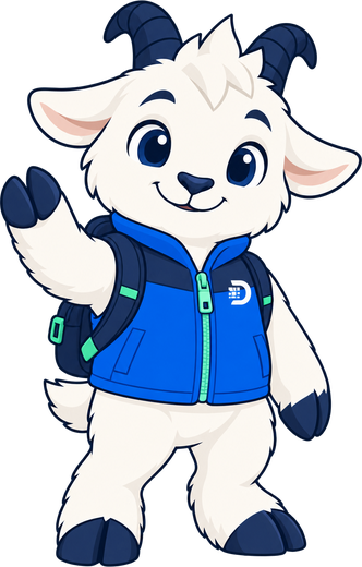 Summit, the Dedicated IT mascot, waving